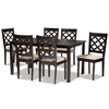 Baxton Studio Ramiro Modern and Contemporary Sand Fabric Upholstered and Dark Brown Finished Wood 7-Piece Dining Set